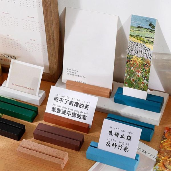 

hooks & rails 10pcs/set wooden card holder office deskmenu po clips vintage style wedding party stand for home