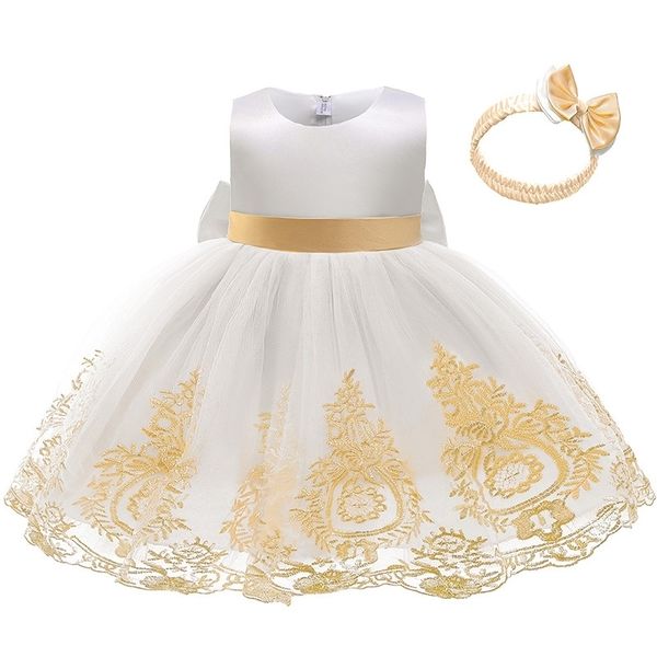 

2021 solid embroidered bow princess dress fluffy girl dress, Red;yellow
