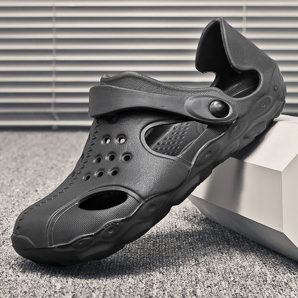 

dongdong shoes trendy baotou slippers men's anti slip soft soles in summer, Black
