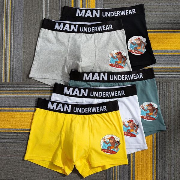 

underpants men's cotton cartoon shorts boxers hombre underpanties man breathable japanese underwear boxer male letters, Black;white