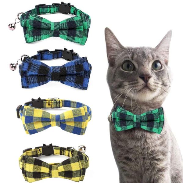 

cat collars & leads collar breakaway with bow tie and bell classic plaid safety for cats kitty kitten adjustable from 6.3~10.2 inch