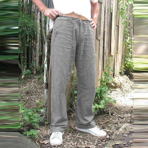 

fashion men's summer trousers casual solid color straight track pants jogger drawstring loose plus size 5xl, Black