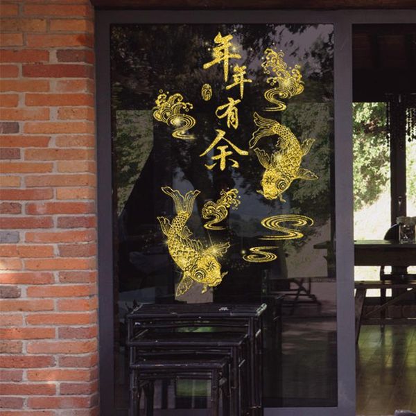 

window stickers 2021 chinese year gold sticker cny decor spring festival wall decoration ly