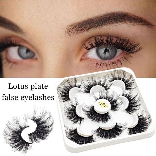 

false eyelashes 5pair 25mm lotus plate european and american makeup thick long fluffy soft