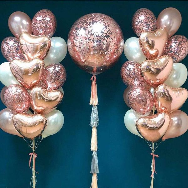 

party decoration rose gold balloons 18inch heart foil balloon wedding decorations 36inch transparent confetti decor birthday ballon