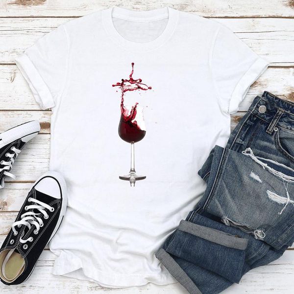 

women's t-shirt summer wine short sleeve beach travel trend clothing women fashion clothes print cartoon tshirt female tee graphic, White