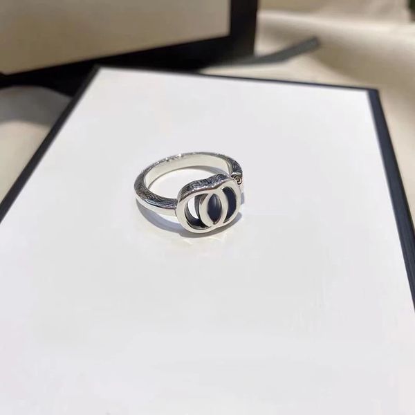 

original brand designer vintage letter opening rings temperament ladies men fashion jewelry party gifts, Silver