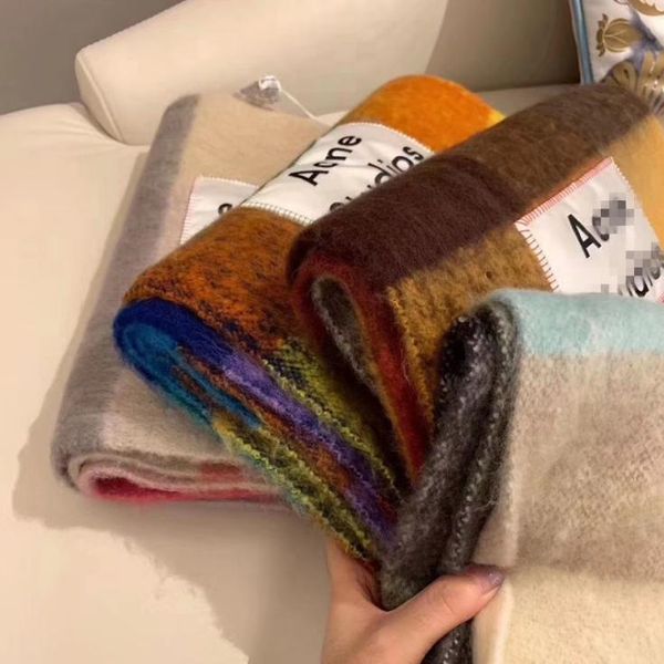 

hats, scarves & gloves sets winter ladies double sided lattice fringed rainbow cashmere wool shawl woman windproof antie w, Blue;gray