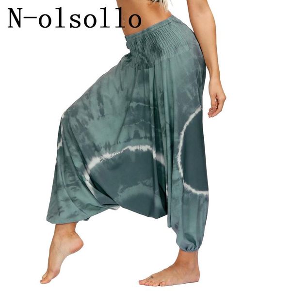 

women's pants & capris n-olsollo green/blue/purple/orange 3d graffiti circle fitness harem gymn yuga 2021 design drawstring trousers, Black;white