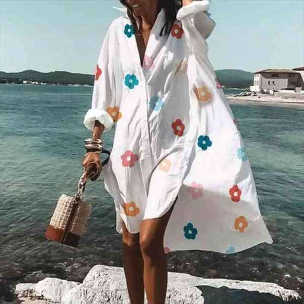 

women v neck floral print dress casual spring long sleeve irregular shirt dress summer loose beach midi dresses vestidos, Black;gray