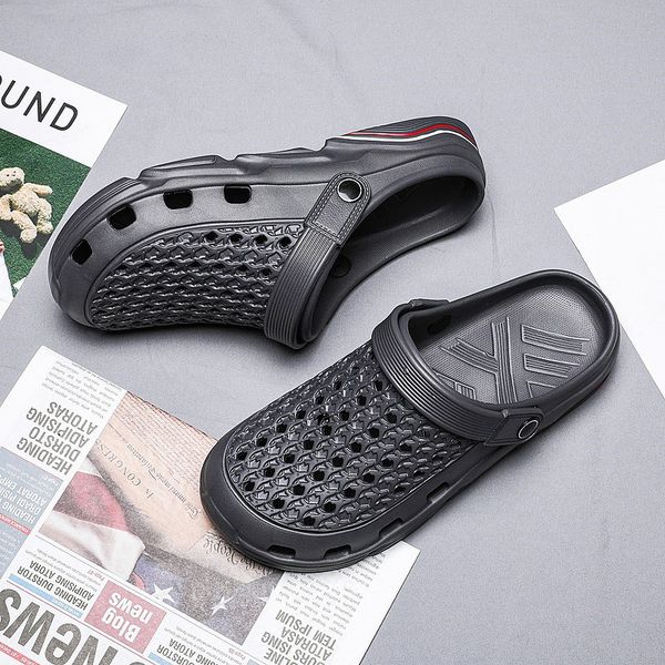

ale slippers summer sandy beach outdoor hole shoes original flip-flops lady gentlemen walking shower room indoor, Black