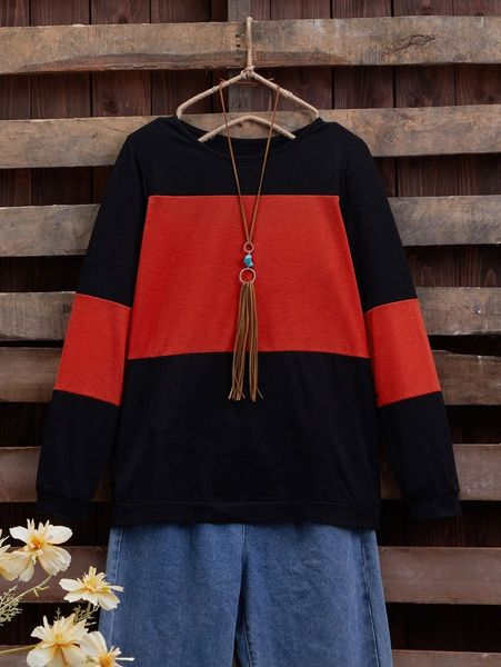 

emery rose color block round neck sweatshirt w4yp#, White;black