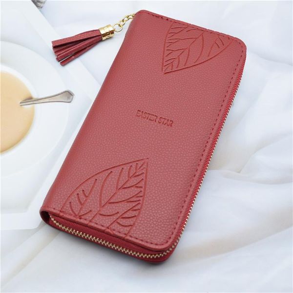 

wallets female wallet red/green/black long purse zipper pu leather women large capacity, Red;black