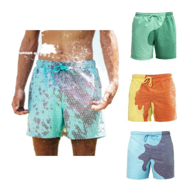 

men's swimwear changing color beach shorts men summer swimming trunks swimsuit quick dry bathing pant sports clothing