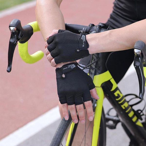 

cycling gloves half finger summer breathable anti-slip glove anti-sweat women bicycle sports men bike road mtb v9h4, Black