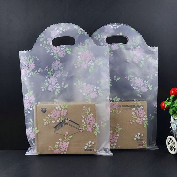 30x45cm Bolsa de Compras de Plástico Renda com Alça Lembrancinha Pano Boutique Embalagem para Presentes Bolsas Gelo Embalagem com Alça