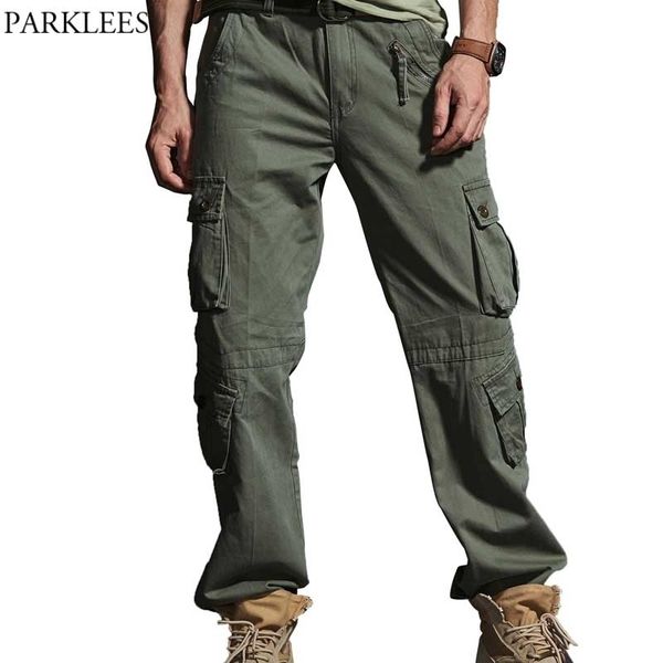 Pantaloni cargo tattici dritti tattici da uomo Pantaloni da lavoro militari da combattimento Pantaloni da safari da viaggio all'aperto da uomo con 8 tasche 210522