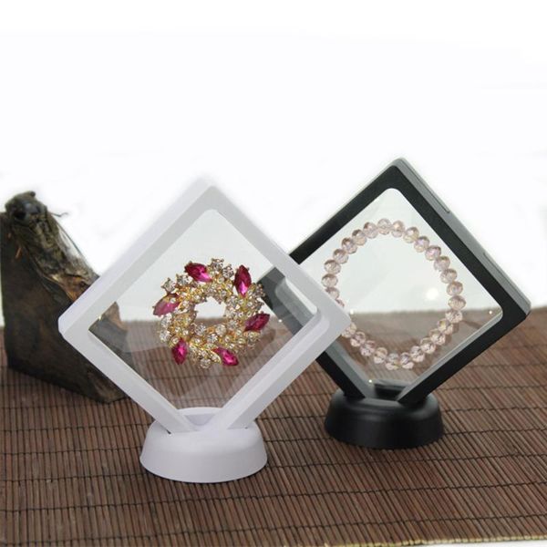 

storage bottles & jars transparent jewelry display box ring suspended floating holder case jewellery coins gems jewelery stand cases