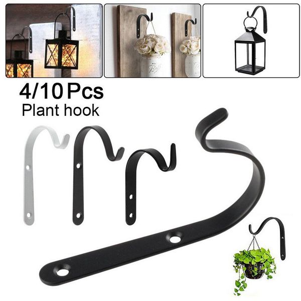 

4/10pcs bending durable iron flowerpot plant hanger hook decorative wall hooks hanging bracket for balcony yard garden & rails