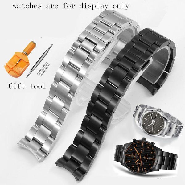 

watch bands accessories stainless steel watchband 22mm silver black strap for m005 men's chain gift tool, Black;brown