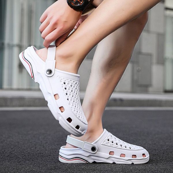 

selling men womens sport trainers size hole sandals shoes trend casual summer 2021 beach dual-use outdoor men's baotou sandal and slipp, Black