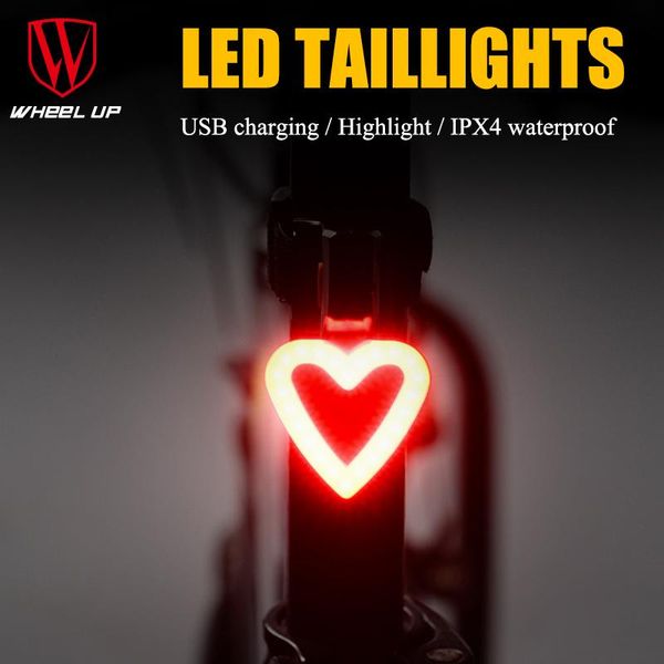 

wheel up bike heart&circle light usb high lighted taillight waterproof mountain bicycle tail lamp cycling equipments lights