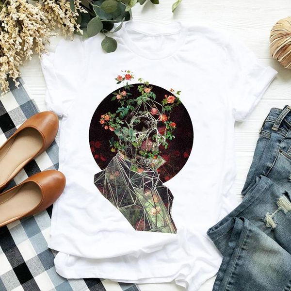 

men lady fashion cute mens floral skull flower print ladies tee shirt clothes female graphic, White;black