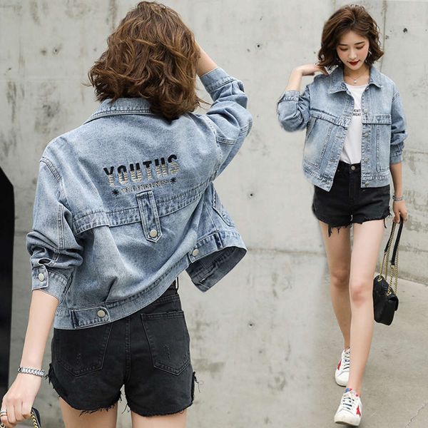 

spring denim jacket female short loose casual fashion, Black;brown