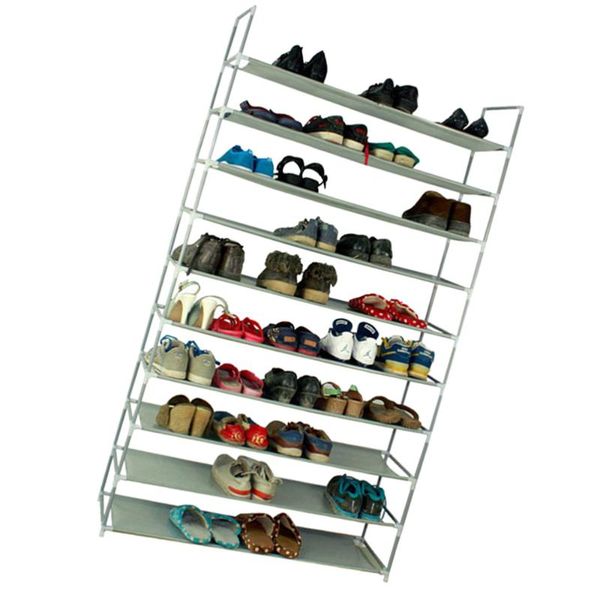 

100cm large simple assembly shoe shelf 10 tiers non-woven fabric rack with handles for home clothing & wardrobe storage