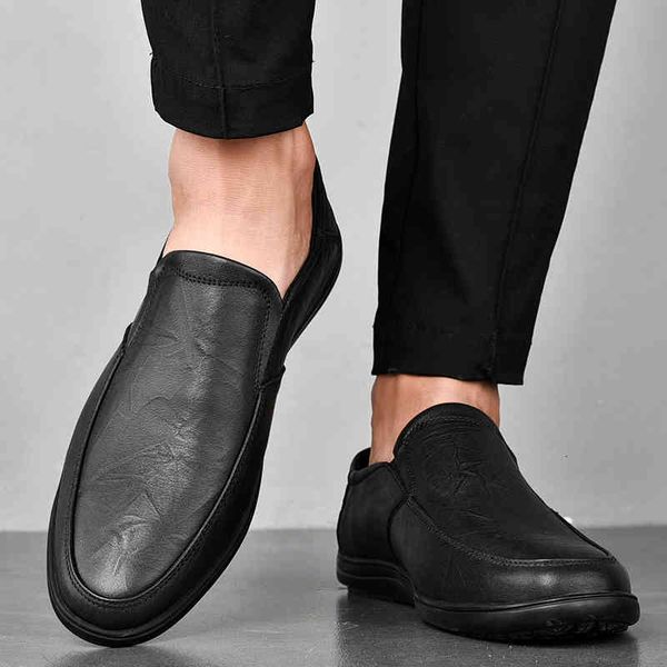 

dress shoes 2021 men's comfortable genuine leather loafers casual breathable slip on flat black moccasins on 31zy