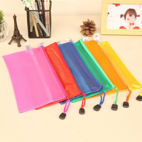 

business card files pvc a4 a5 a6 zipper mesh bags translucent colorful document pouch file bag folder stationery school words filing product