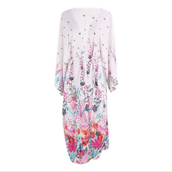 

women's swimwear 2021 printing kaftan beach holiday tunic cover up saida de praia swimsuit women bikini pareo sarong beachwear, White;black