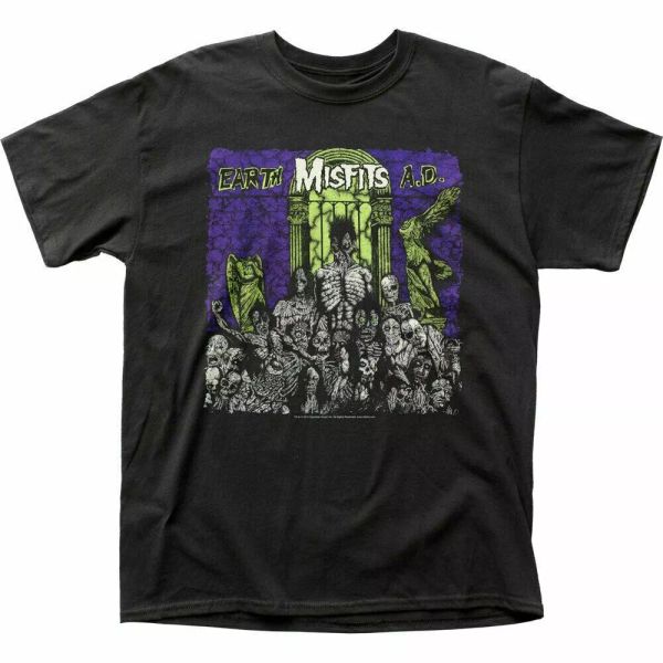 

misfits earth ad t shirt mens licensed rock n roll music retro band tee black, White;black
