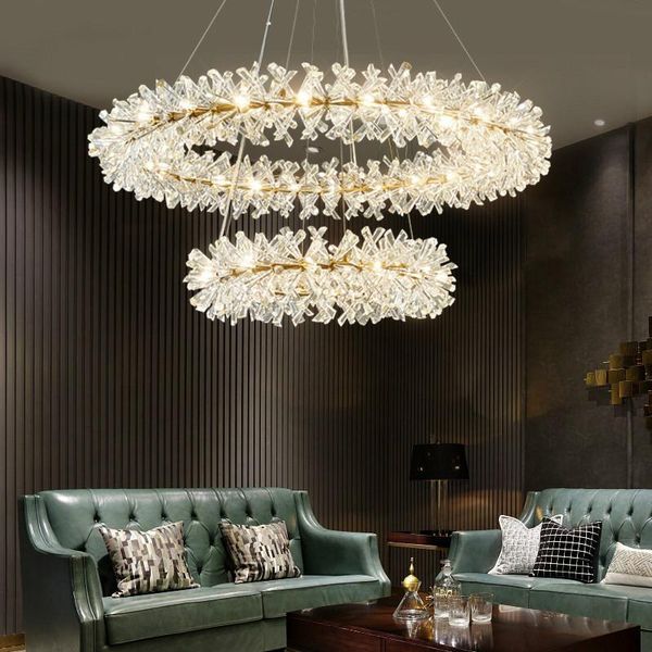 

post modern lustre k9 crystal g4 led chandelier foyer luxury plate gold diy circle lighting droplight lamparas chandeliers