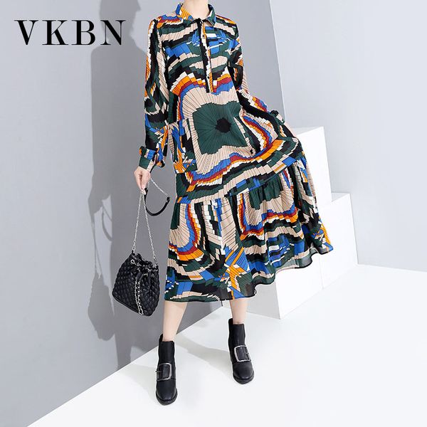 

vkbn summer dress woman party night empire long sleeve printing plus size elegant vestidos de fiesta 210507, Black;gray