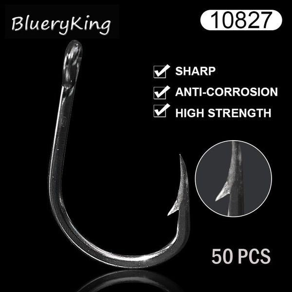 

bluekim 10827 50 pcs/pack stainless steel tuna circle hooks jigging assist live bait jig assistant fish fishing