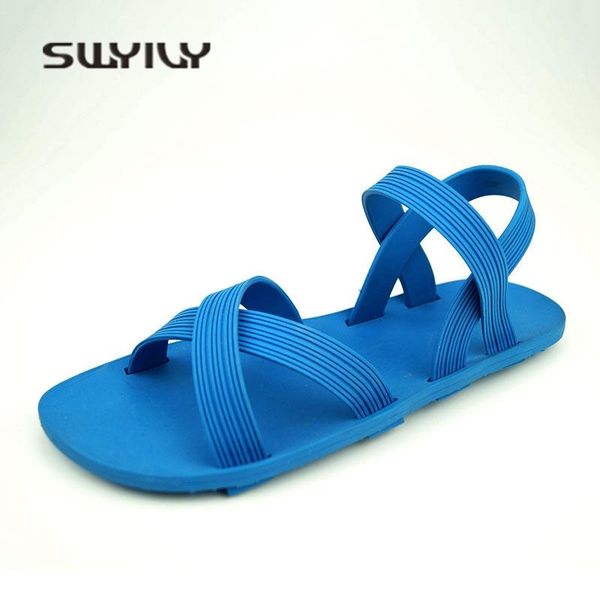 

women sandals rubber flats 2021 holiday beach shoes diy candy color casual comfortable jelly 43, Black