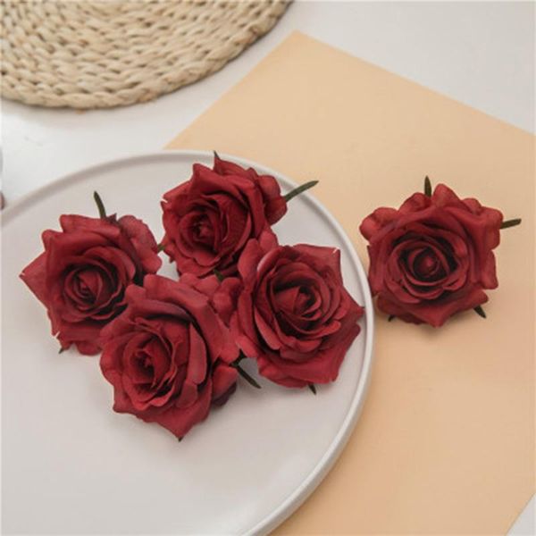 

decorative flowers & wreaths 10pcs/lot rose artificial flower head 7cm silk fake for wedding home decoration diy wreath scrapbook craft brid