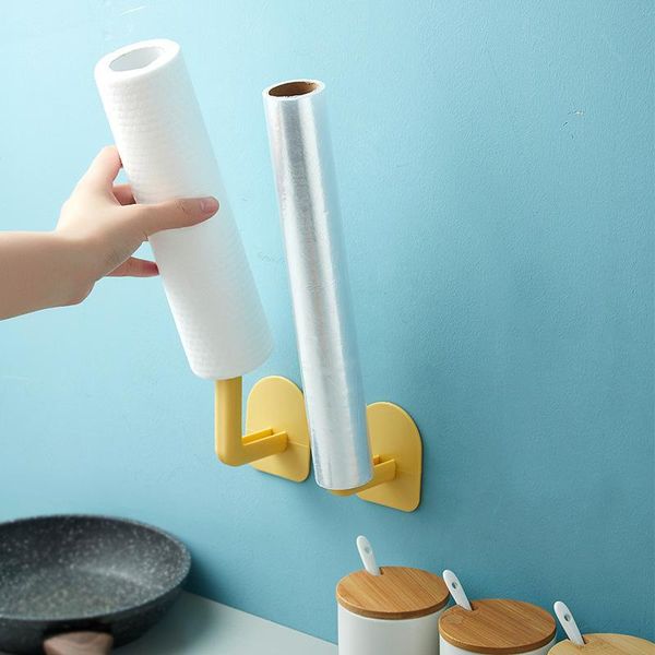 

self adhesive seamless punch-stickers household rack wall storage hook paper towel holder multifunction hooks & rails