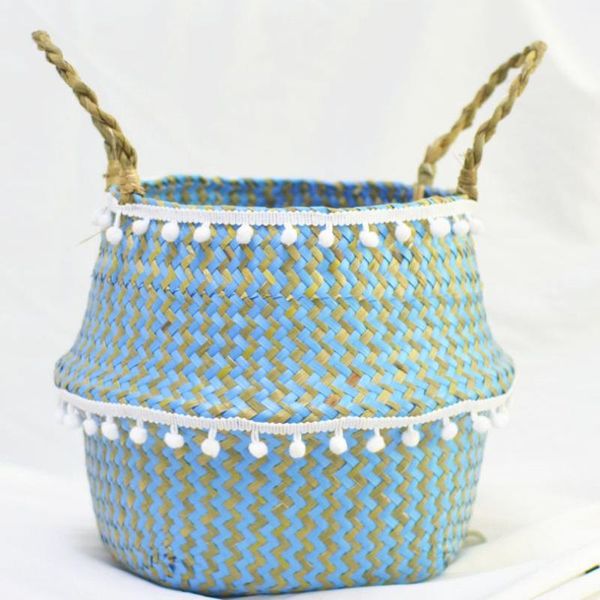 

storage baskets seagrass woven basket plant wicker garden rattan decorative flower pot foldable potted laundry toy holder