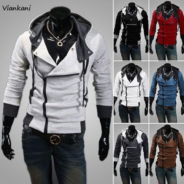 

men's hoodies & sweatshirts 2021 autumn sweatshirt vintage long sleeve tracksuit hooded casual slim fit with zipper jackets, Black