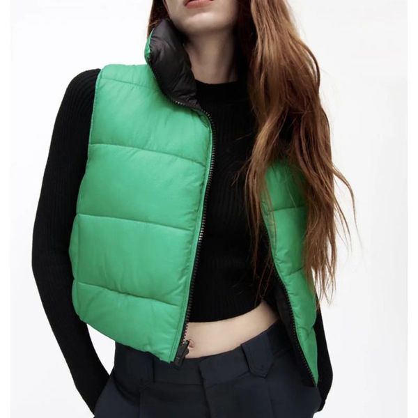 

women's vests spring autumn women double sided coat casual zipper solid sleeveless jacket female short green outerwear, Black;white