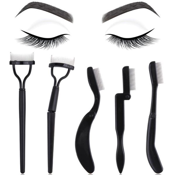 

eyelash curler 1/3pcs comb folding lash separator mascara applicator curl eyebrow brush kit metal teeth beauty cosmetic tools