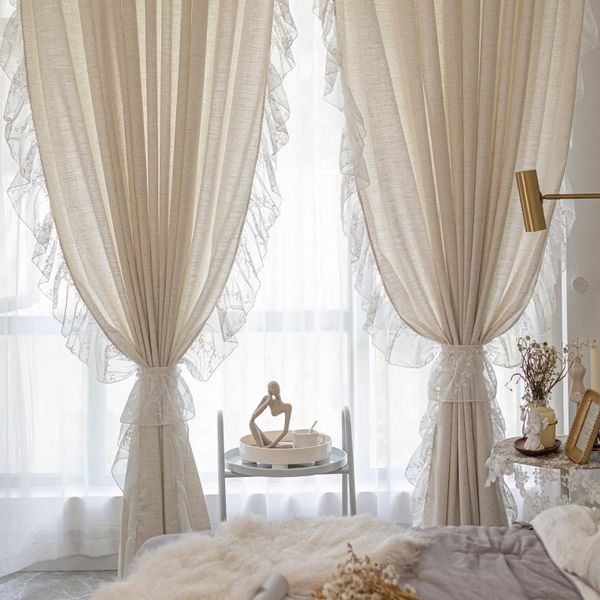 

curtain & drapes french cotton linen curtains for living room bedroom luxury elegant backdrop ruffled customized door home decor