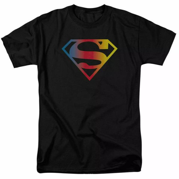

gradient superman logo t shirt licensed comic book movie tee black, White;black