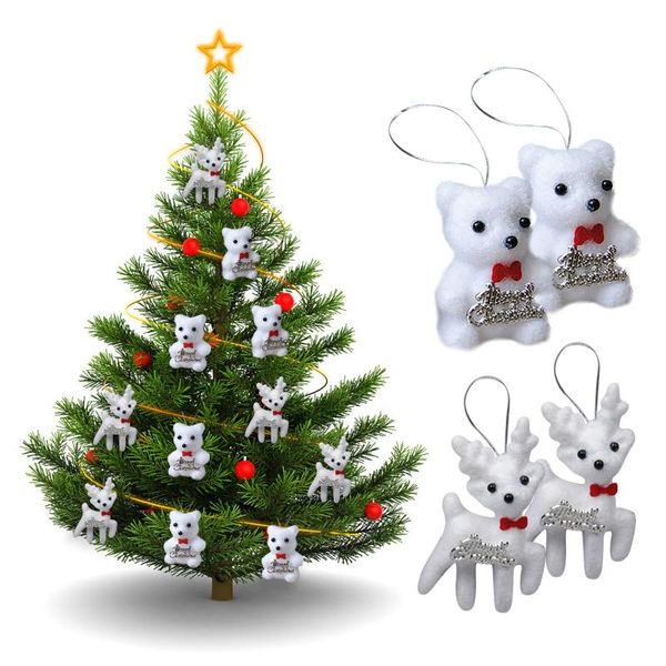

christmas decorations 2pcs pendants tree white foam bear and fawn