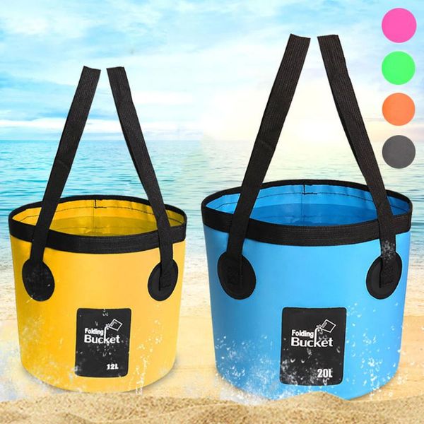 

fashion outdoor fishing bucket 12/20l portable zipper colorful folding eva camping hiking bag accessories