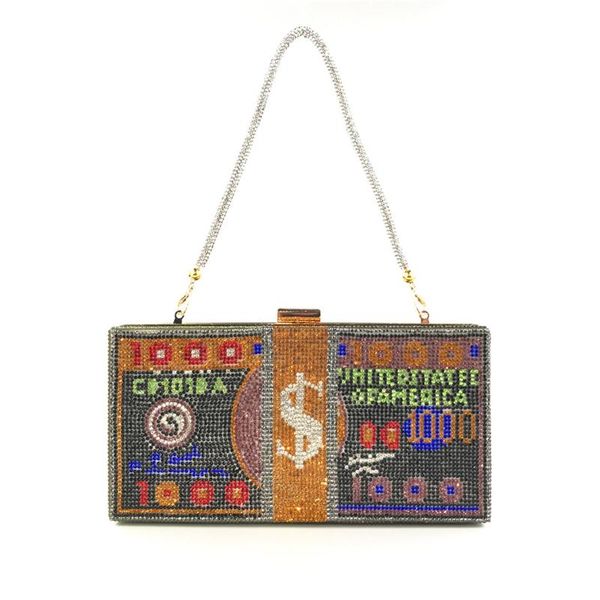 

jewelry pouches, bags money clutch rhinestone purse 10000 dollars stack of cash evening handbags, Pink;blue