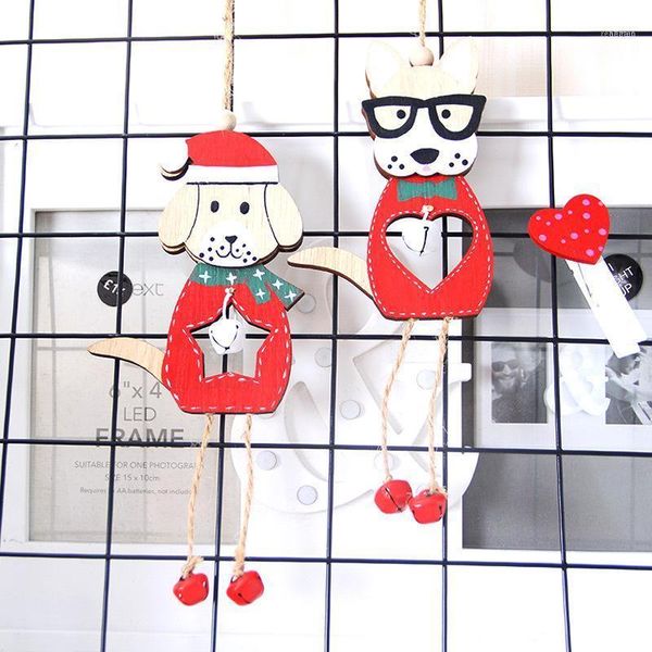 

christmas decorations 2021 navidad tree for home wooden dog pendant with bell1