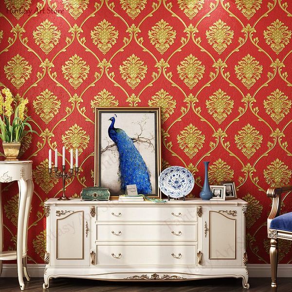 

wallpapers environmentally friendly thickened pvc wallpaper 3d embossed european damascus luxury bedroom living room tv background sticker